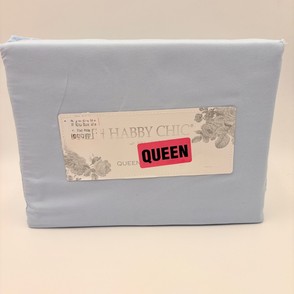 Shabby Chic Queen Sheet Set Light Blue 4‎ Piece Microfiber Bedding